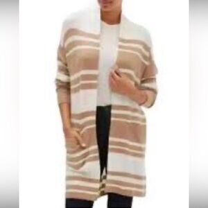 NWT Banana Republic Striped Tan and Cream Sweater Cardigan